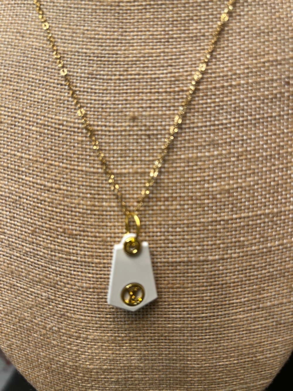 Gold Chain Necklace with White Pendant - Picture 10 of 10